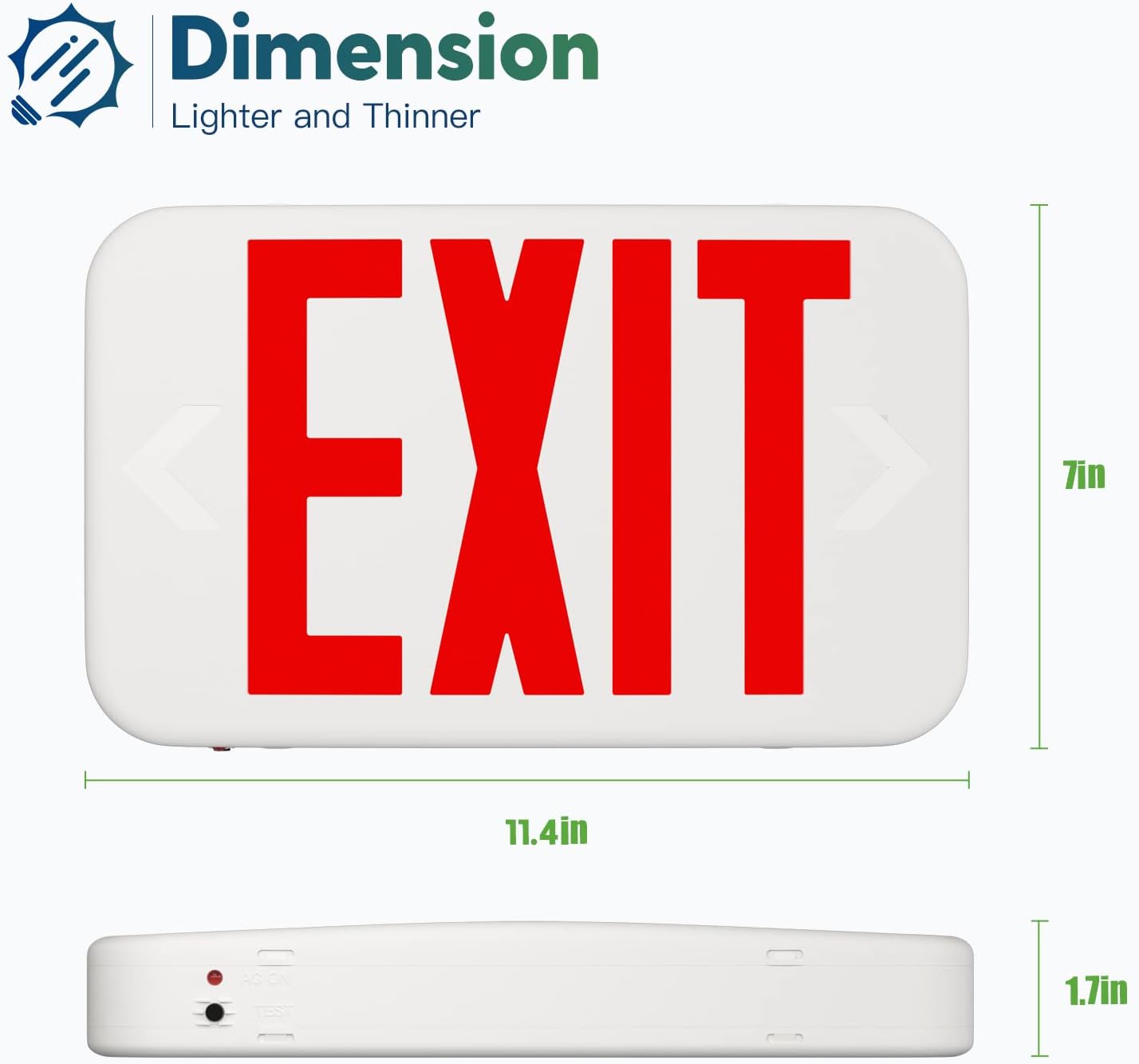 FREELICHT Red LED Exit Sign with Battery Backup，Exit Sign for Business，Easy to Install，UL Certified，AC 120/277V，Pack of 4