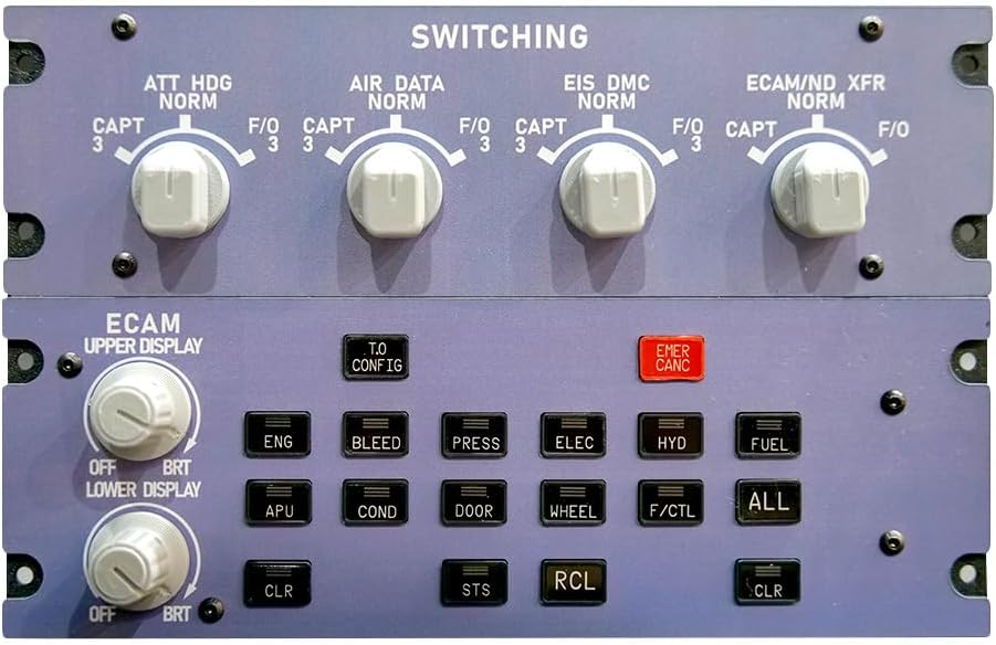Rowsfire A109 V3.0 Landing Gear Indicator Integrated Panel, A32X/A31X/A350 ATT-ADIRS-EIS XECAM Home-Cockpit Flight Simulator Display for MSFS 2020/2024 - Compatible with FBW Ini