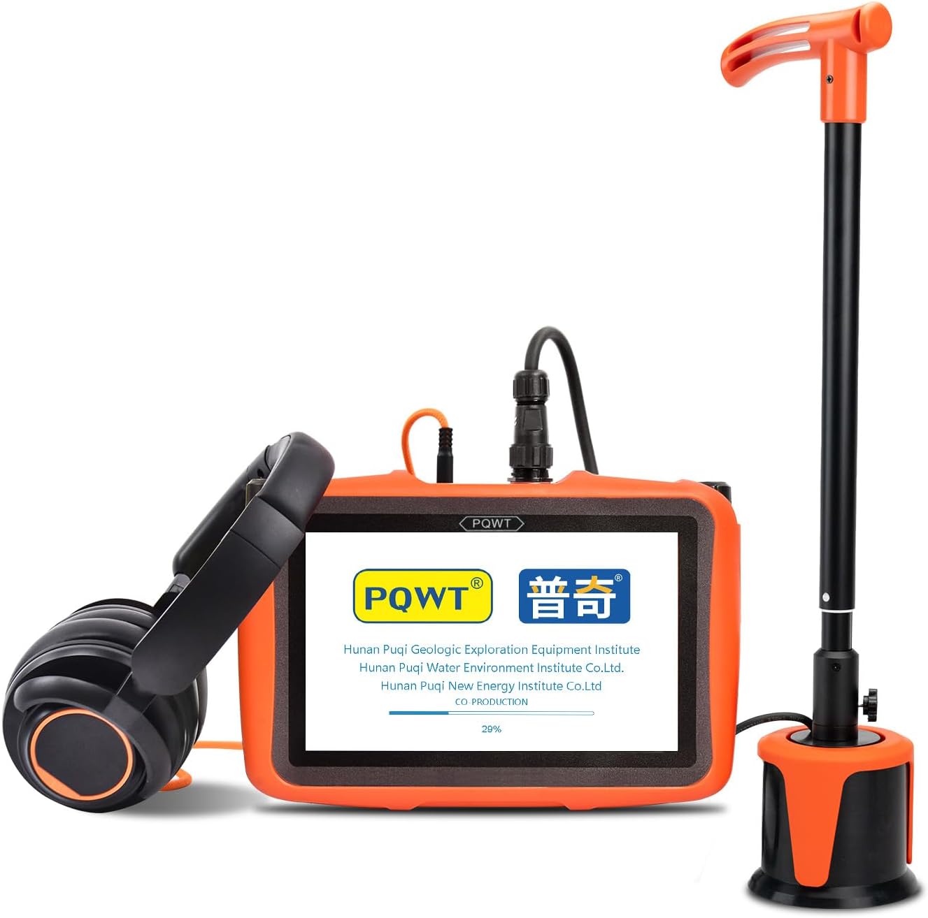 PQWT L2000 Underground Water Leak Detectors for Outdoor Wall Water Pipe Detector Machine Middle Sensor Acoustic Pipeline Leakage Detection Kit Noise Reduction Headphone Smart Touchscreen Carry Case