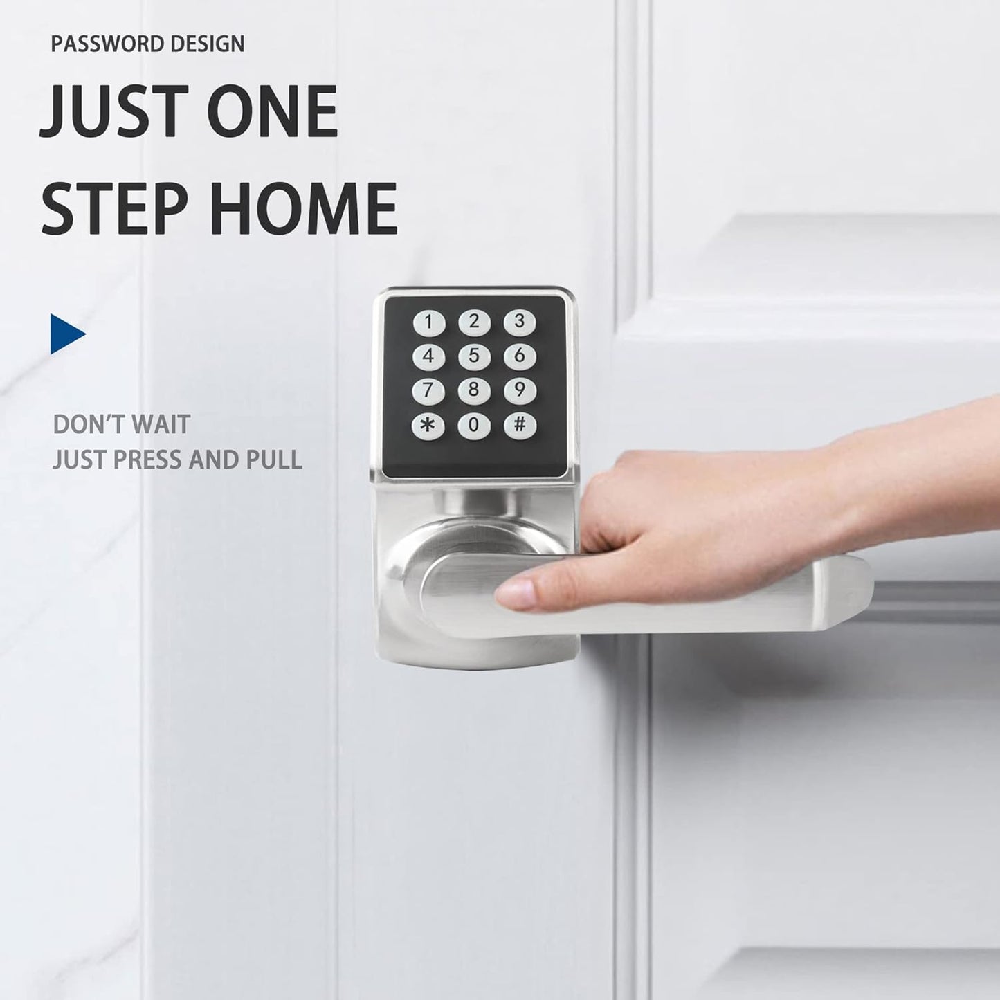 Cielsa Dawn Electronic Door Lock with Door Handle,Keypad Door Lock with Handle,Smart Locks for Front Door Keyless Entry Digital Knob with Code-Fob-Key(Brushed Nickel,1pack)
