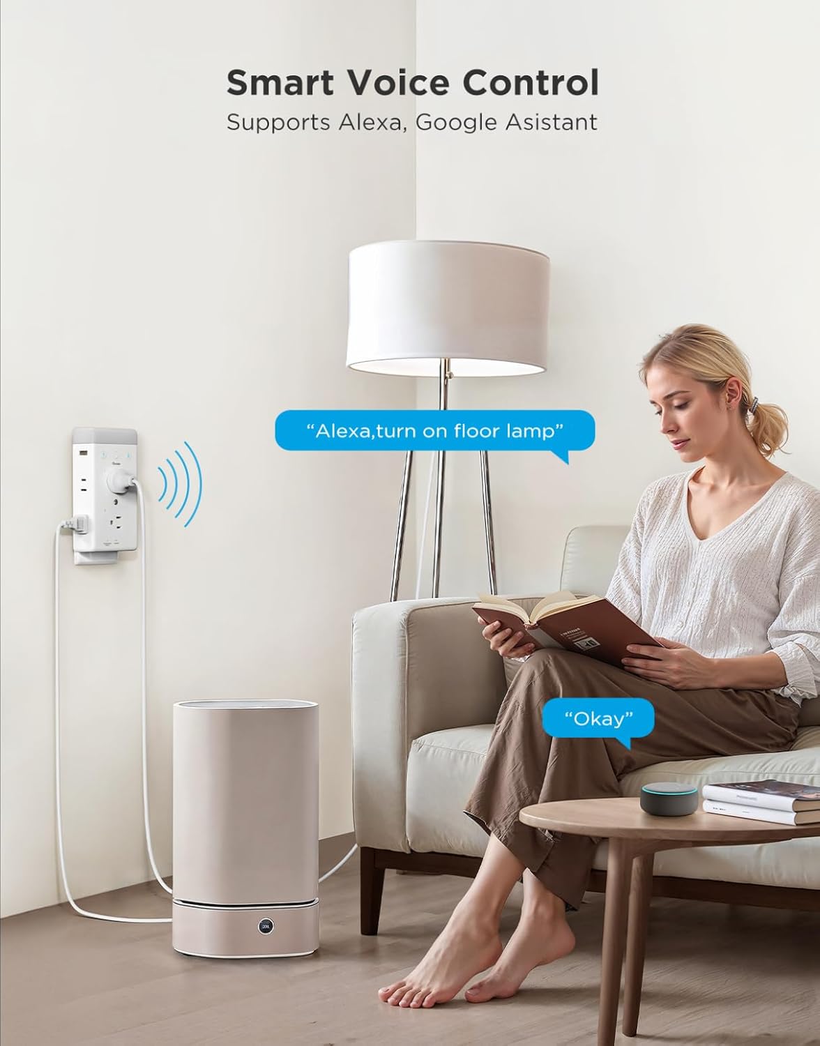 Govee Smart Plug Outlet Extender, 3-Sided Smart Power Strips with 2 Smart Outlets & 2 USB Ports with RGB Night Light, APP & Voice Control, Surge & Overload Protection for Home Office