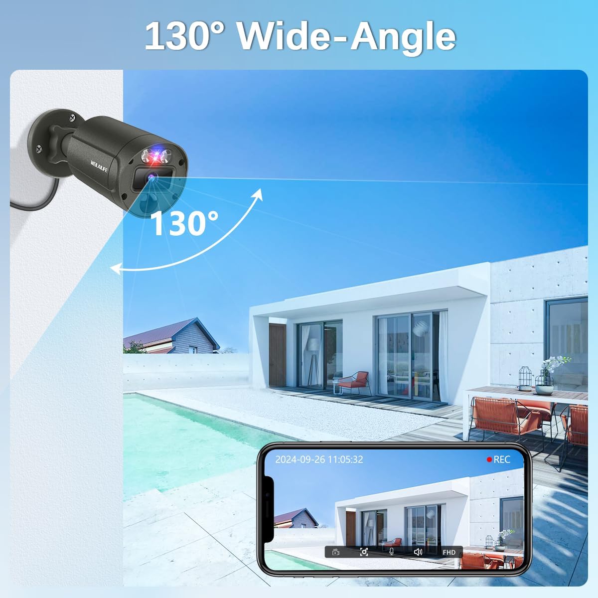 【2-Way Audio】 Outdoor Wired Security Camera System, Wired Cameras for Home Security, Home POE Video Surveillance Systems DVR Kits