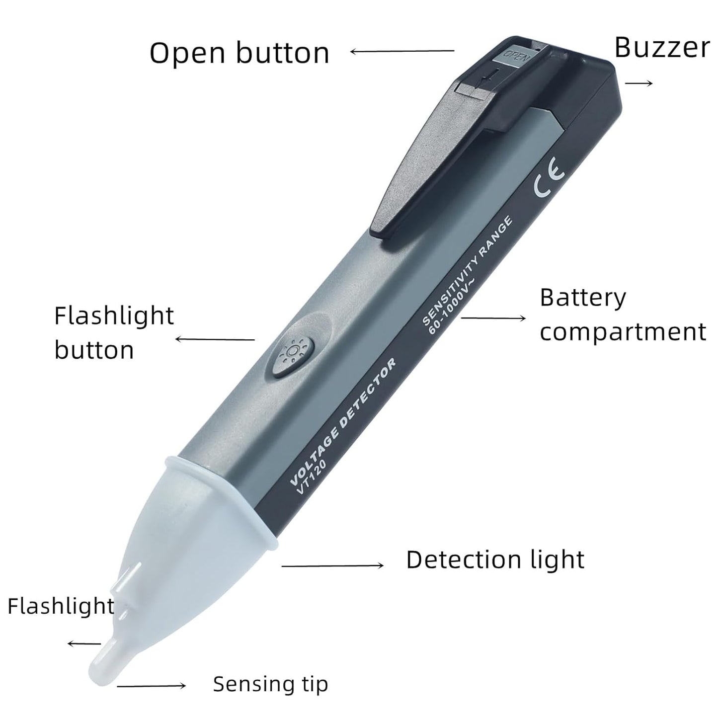 Non-Contact Voltage Tester Tools,LED Flashlight,Buzzer Alarm,AC Voltage Detector Pen,Test Range 60V - 1000V for Live/Null Wire Judgment