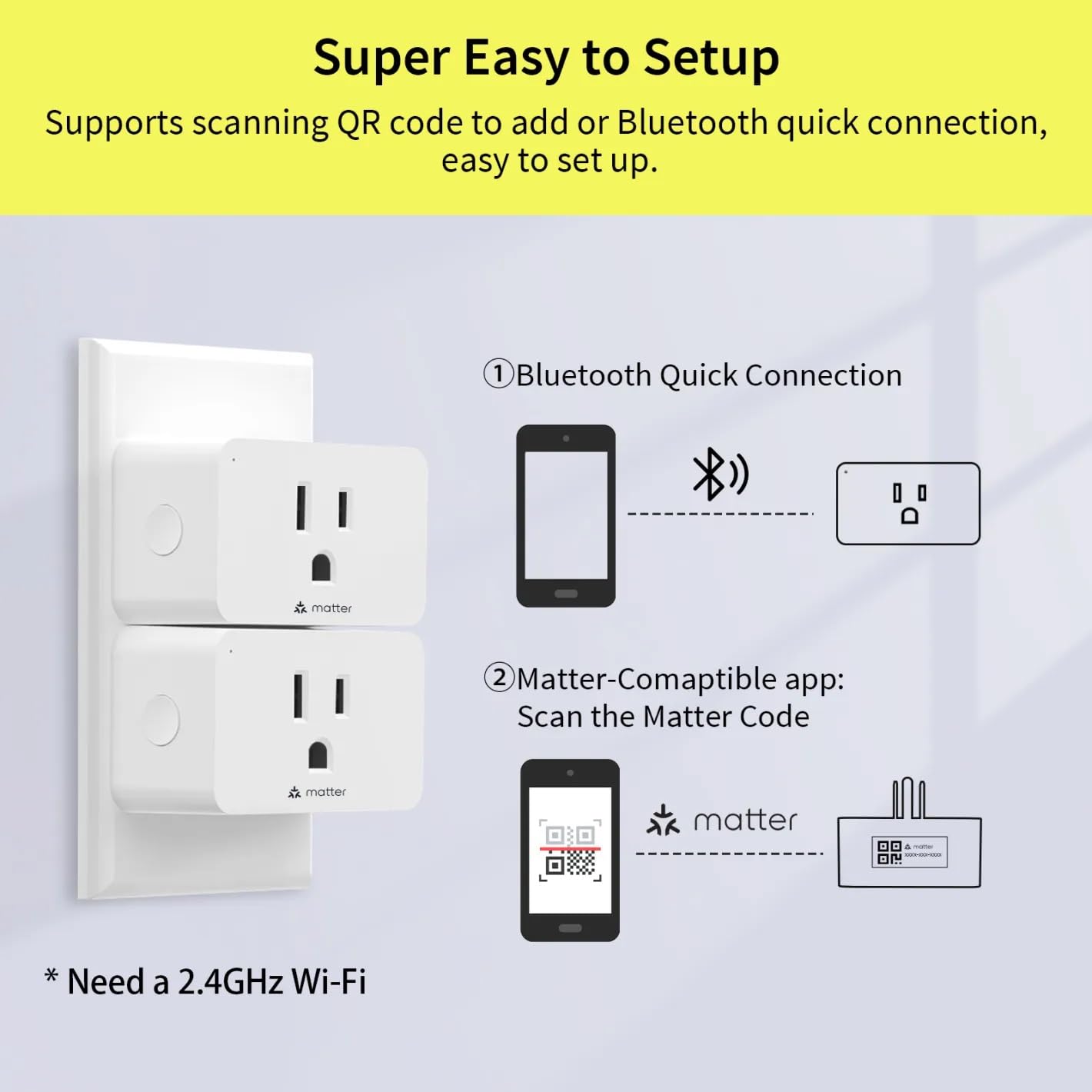 Minoston Matter Smart Plug, Smart Outlet Compatible with Alexa, Apple Home, Google Home, SmartThings, App and Voice Control, 100% Privacy, 2.4G Wi-Fi Only, White, 4 Pack