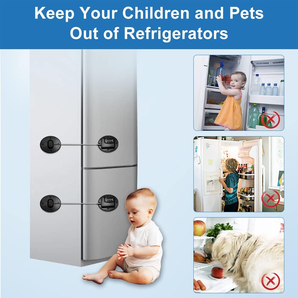 AOSITE Keyless Digital Lock - Multi-Purpose Child Proof Latches for Refrigerator, Freezer, Cabinet, Drawer & Wardrobe, No-Drill Adhesive Safety Lock with Combination Code (1Pack Black)