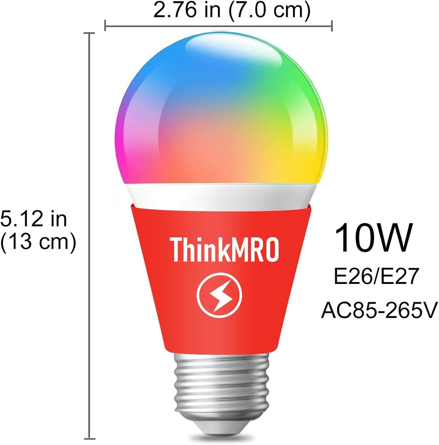 Color Changing LED Light Bulbs with Remote RGBW Bulb 10W (85W Equivalent),A19 E26/27,Lamp Replace,Warm White,Dimmable Memory Function,Ideal Lighting for Home Decoration,Bar Party (2 Pack)