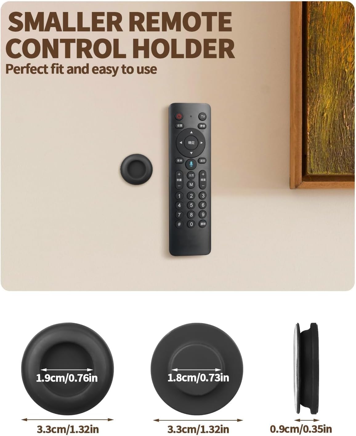6 Pack Magnetic Remote Control Holder – Upgraded Silicone Magnetic Wall Mount for TV, Fan & Air Conditioner Remotes – Self-Adhesive, No-Drill Remote Control Holder Wall Mount (Circle Grey)