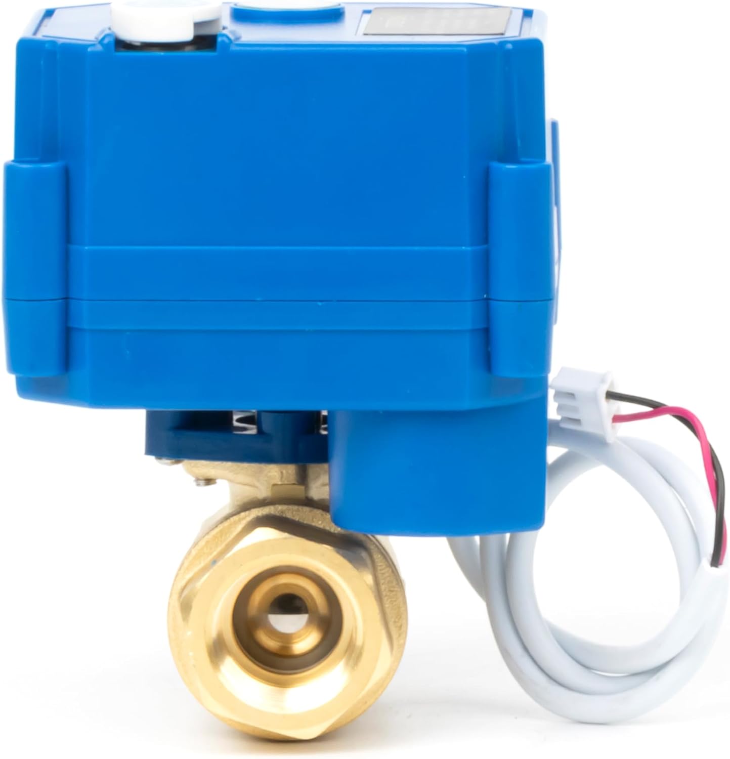 U.S. Solid 1/2" Motorized Ball Valve with Manual Function - Brass, Full Port, 85-265V AC, 2 Wire Auto Return, Normally Closed