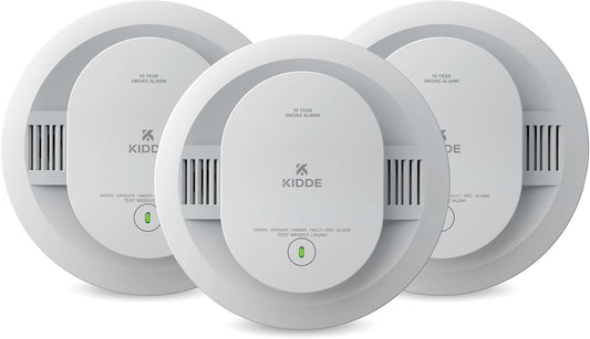 Kidde Smoke Detector for Home, 10-Year Battery Powered, Voice Alerts, LED Light Notifications, 3-Pack