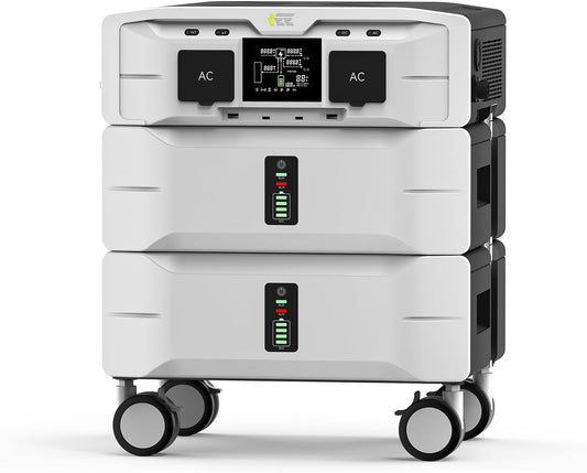IEE SP5000 Portable Power Station, 5120Wh LiFePO4 Battery, 5000W Output (9000W Surge), 120V/240V Dual Voltage, Expandable to 10kWh, Home Transfer Switch Ready for Emergency Power Outages
