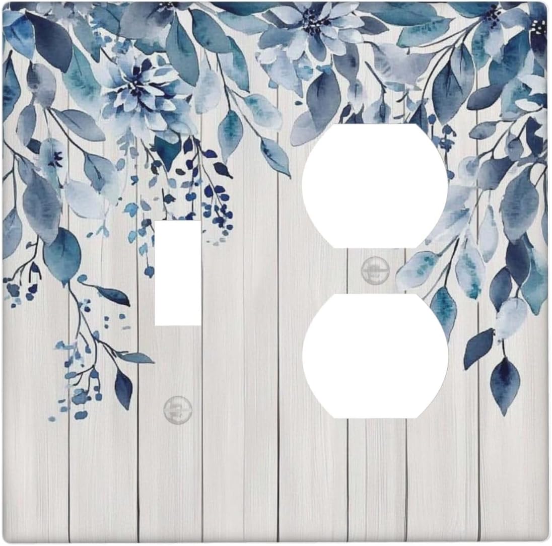 Eucalyptus Rustic Watercolor Plant Wallplates 1 Toggle 1 Duplex Switch Plate Electrical Gfci Faceplate Decorative Light Switch Covers For Farmhouse Home Decor