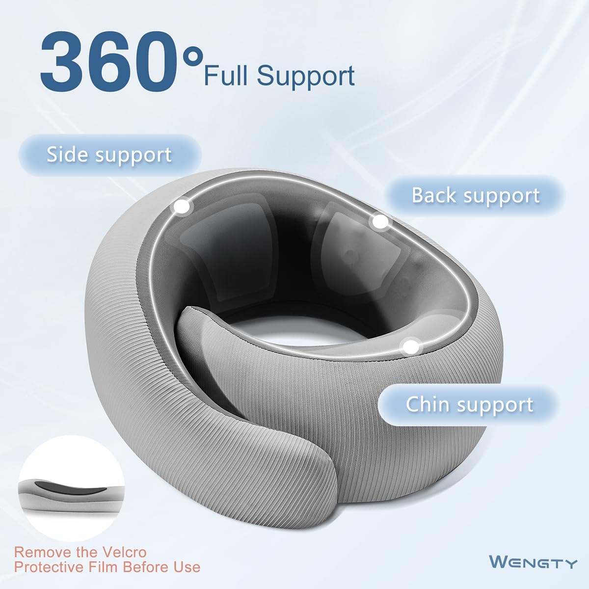 Neck Pillow for Traveling,Travel Neck Pillow for Airplanes,Cooling Fabric&100% Pure Memory Foam,Neck Pain Relief,Ergonomic Support for Long Flight(Gray, Standard Size-(Broad Fit))
