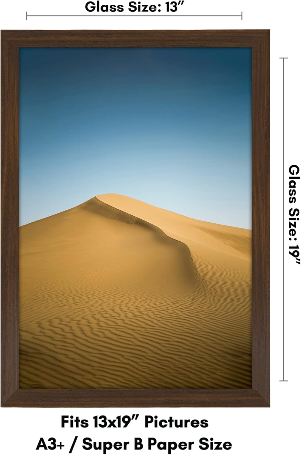 Americanflat 13x19 Picture Frame with Shatter-Resistant Glass - Signature Collection - Gallery-Style Frames Made of Engineered Wood - Photo Frame for Wall Display - Walnut