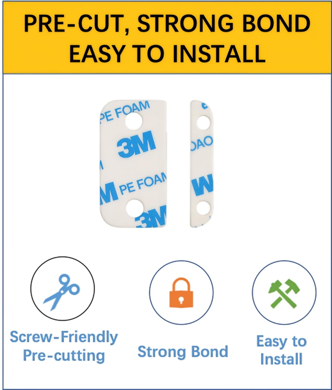 Adhesive Replacement Strips for Ring Contact Sensor 2nd Gen - Pre-Cut Double-Sided Tape 12-Pack (12Sensor&12Magnet Pads), No Cutting Needed, Secure Mounting for Door/Window Alarm Systems (24 Pack)
