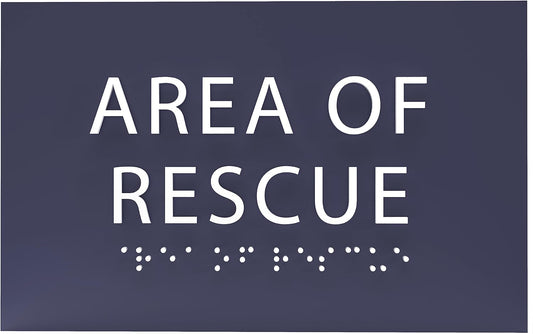 6" X4" Area of Rescue Sign - ADA Compliant Tactile Graphics Grade 2 Braille Text Wall Sign | Emergency Assistance, Refuge Place Sign for Schools, Offices, Apartments & Restaurants