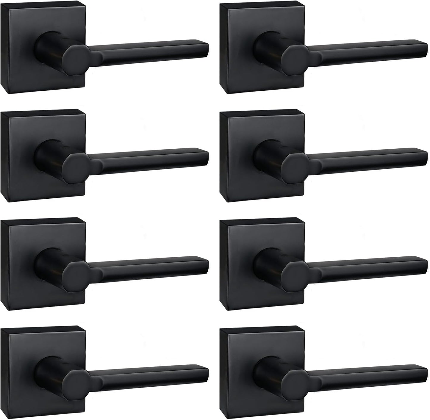 8 Pack Dummy Door Levers in Matte Black, Heavy Duty Interior Handle Lock for Closet Pantry, Non-Turning, Single Sided, Reversible for Left/Right Hand