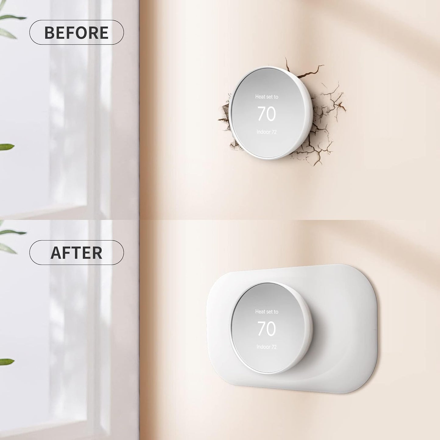 Compatible with Google Thermostat 2020 Wall Plate Cover - Petrichor Nest Thermostat Trim Kit, Made for Google Nest Thermostat 2020, Cover Imperfections Easy to Install - White（2 Pack）