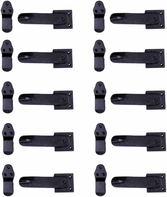 Renovators Supply Manufacturing Black Wrought Iron Gate Flip Latch 5.75" L Antique Medium to Light Duty Two Sided Flip Locks Rust Resistant Powder Coated Barn Door Latches with Hardware Pack of 10