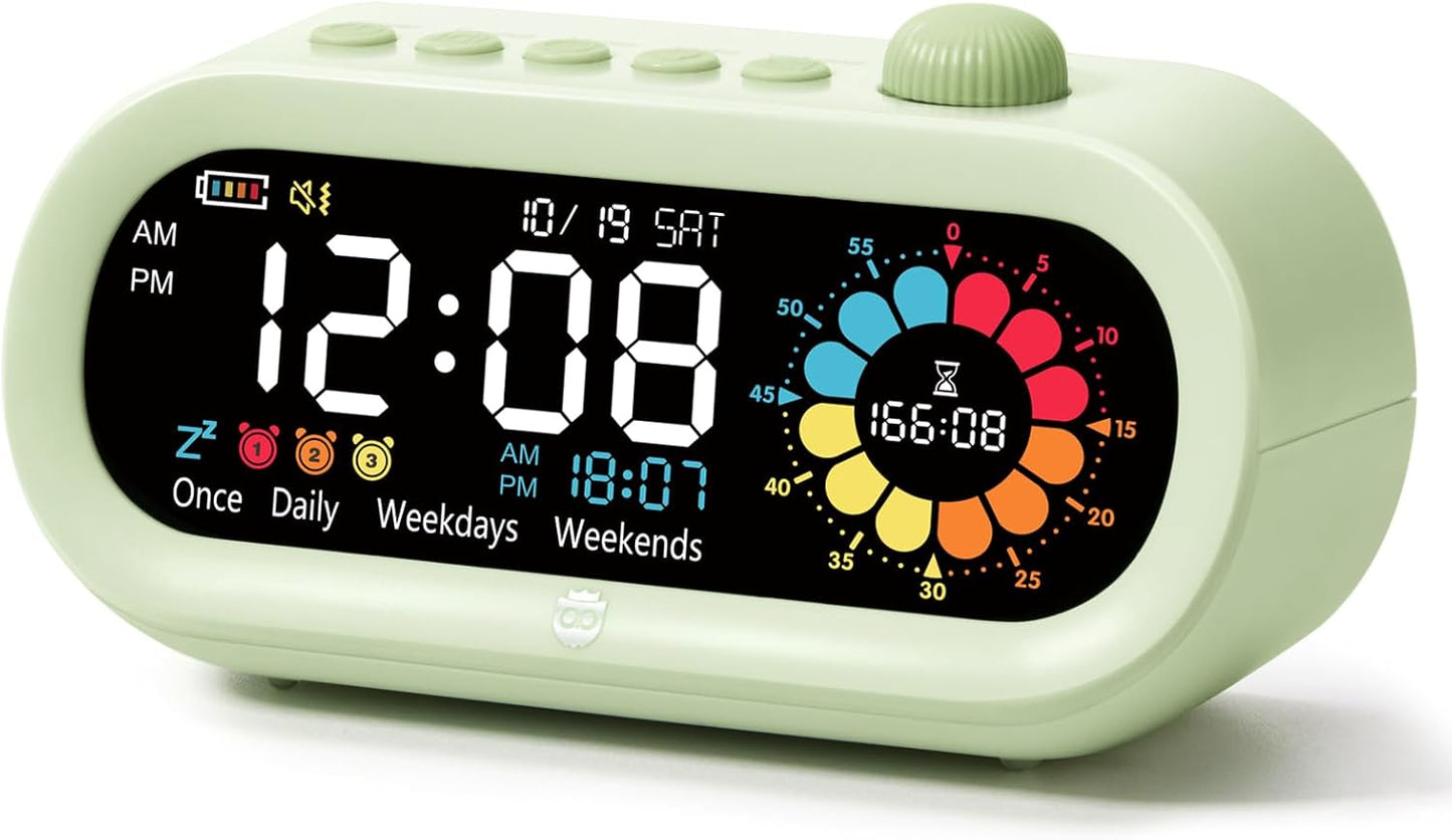 Mooking Digital Alarm Clock for Bedroom, Visual Timer for Kids, 199 Minute Rechargeable Digital Clock with Timers for Home School Supplies Study Teaching Time Timer Management Tool Countdown Timers
