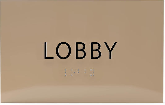 6" X4" Lobby Sign - Tactile Graphics Grade 2 Braille Text Reception Area Sign| Utility ADA Compliant Wall Mount Plastic Signs For Hospital, Offices, Businesses & Apartments
