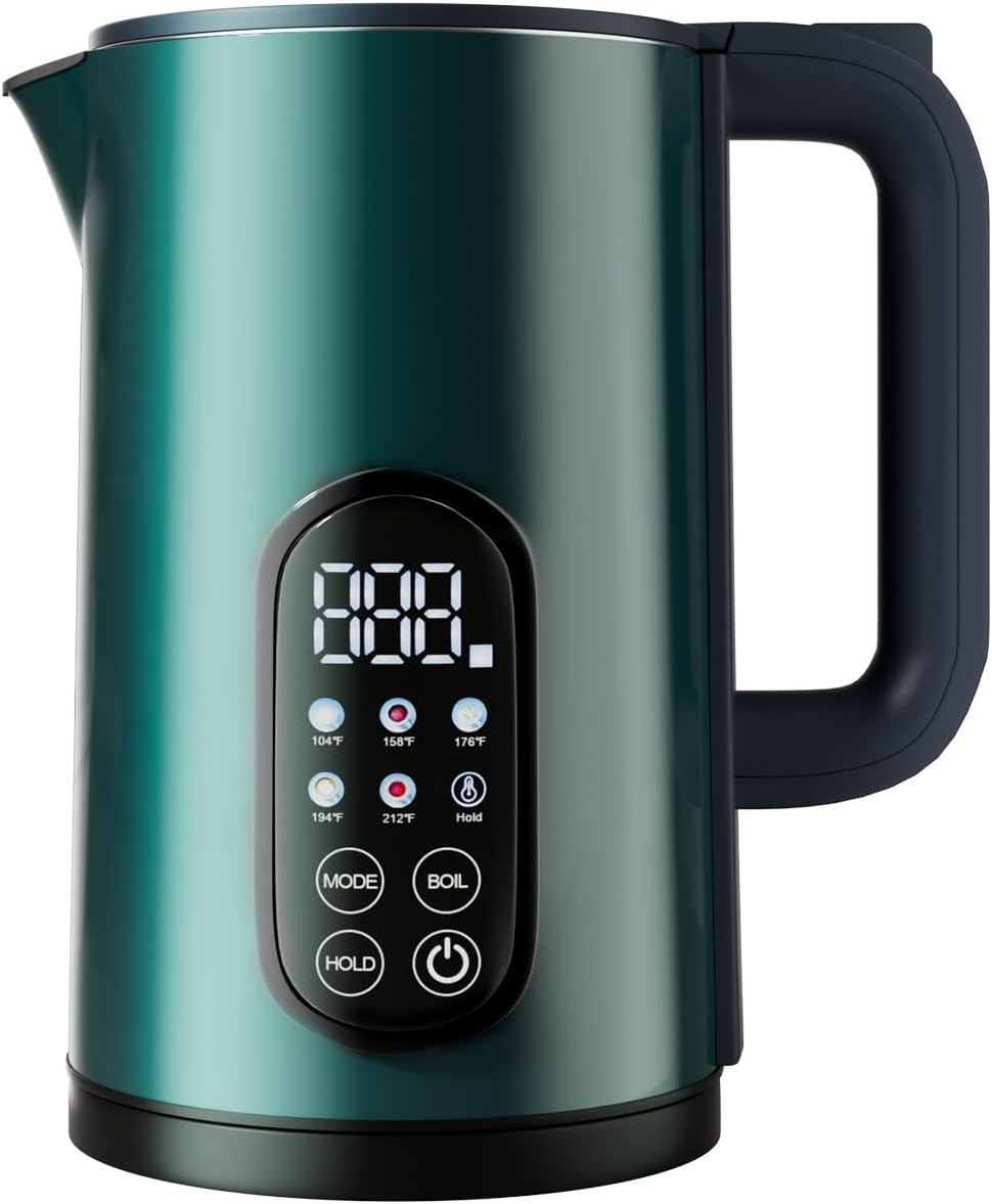 Electric Kettle temperature control 1.7-liter stainless steel kettle,Five Temperature Control Modes,Two-hour heat retention,Green