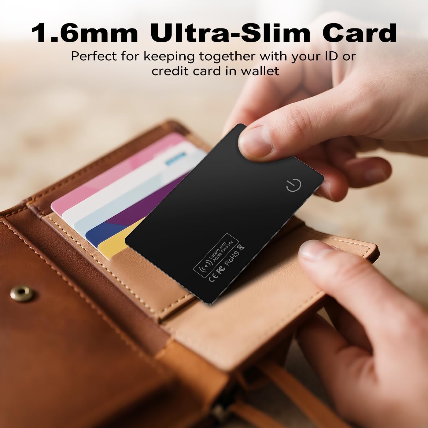 JTD 2 Pack Wallet Tracker Card - Apple Find My Tracker (iOS Only), 0.07in Thin IP68 Waterproof Bluetooth Card Finder, Item Locator for Luggage, Passport, Purse, Backpack