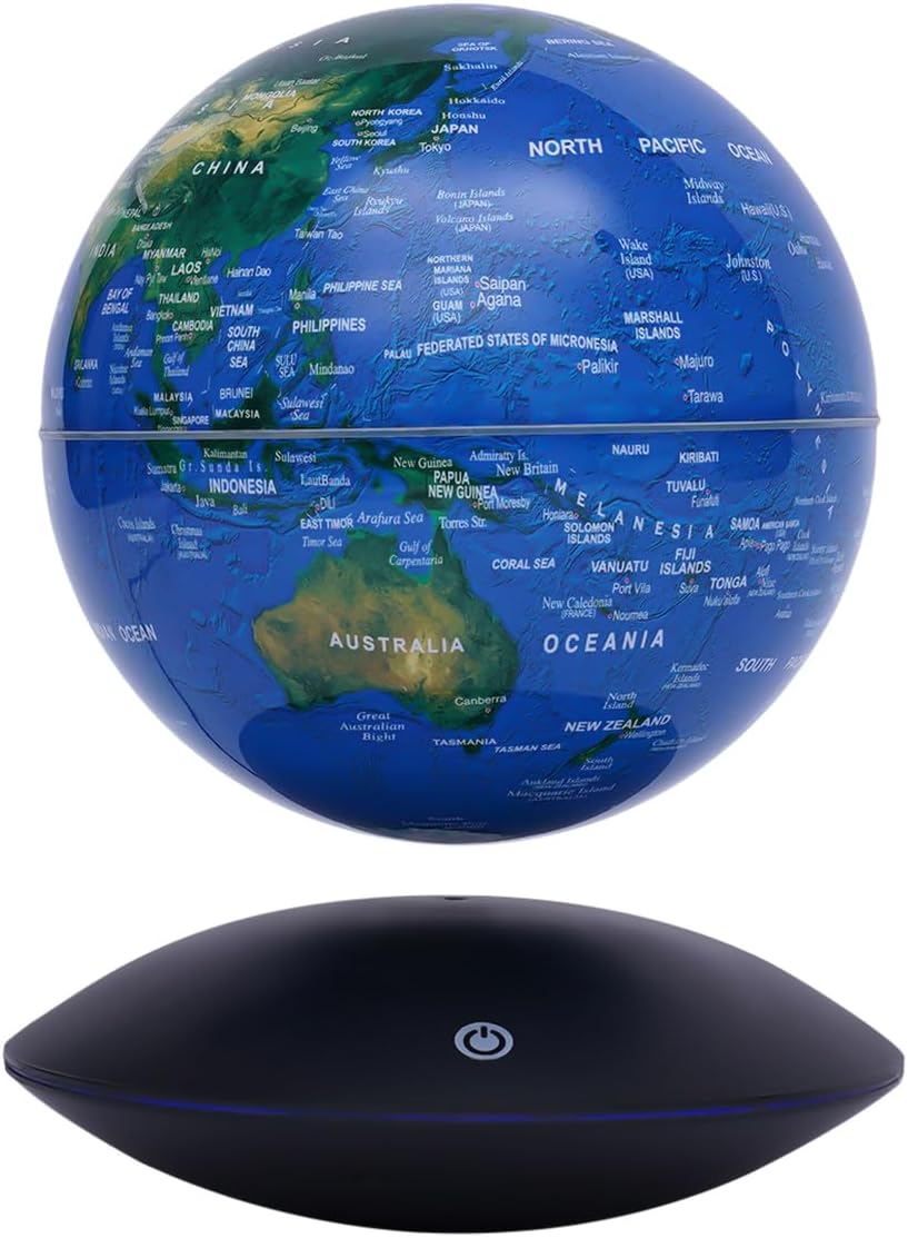 Magnetic Levitation Floating Globe, 6" World Geographic Globes Anti Gravity 360 Rotating World Map with LED Light for Homes, Schools, Offices