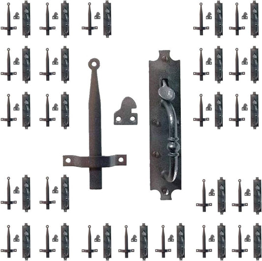 Renovators Supply Manufacturing Black Cast Iron Norfolk Door Latches Traditional Gate Or Door 8" Tall Thumb Latches Black Powder Coated Two Sided Gate Latch Locks with Mounting Hardware Pack of 25