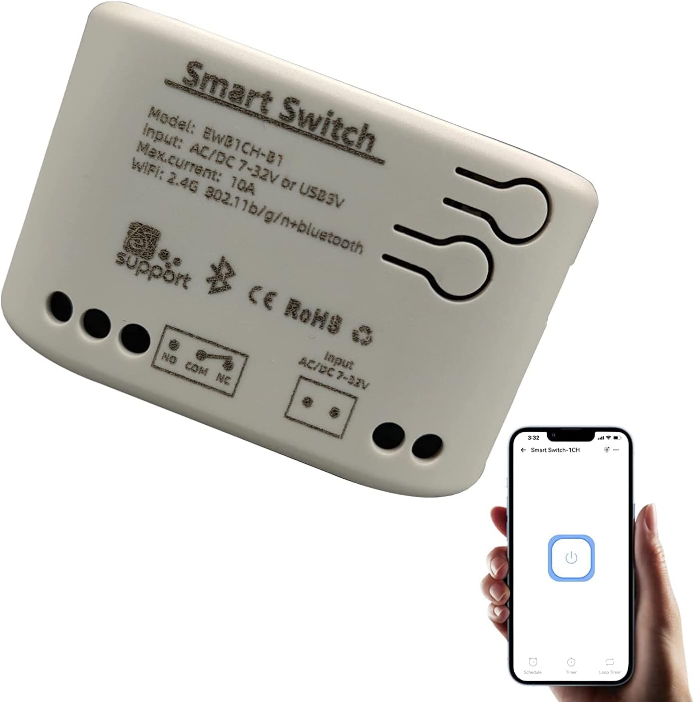 Smart Switch Momentary/Latching WiFi Relay, eWeLink App Bluetooth Control Switch, DIY Smart Home, Compatible with Alexa Google Home