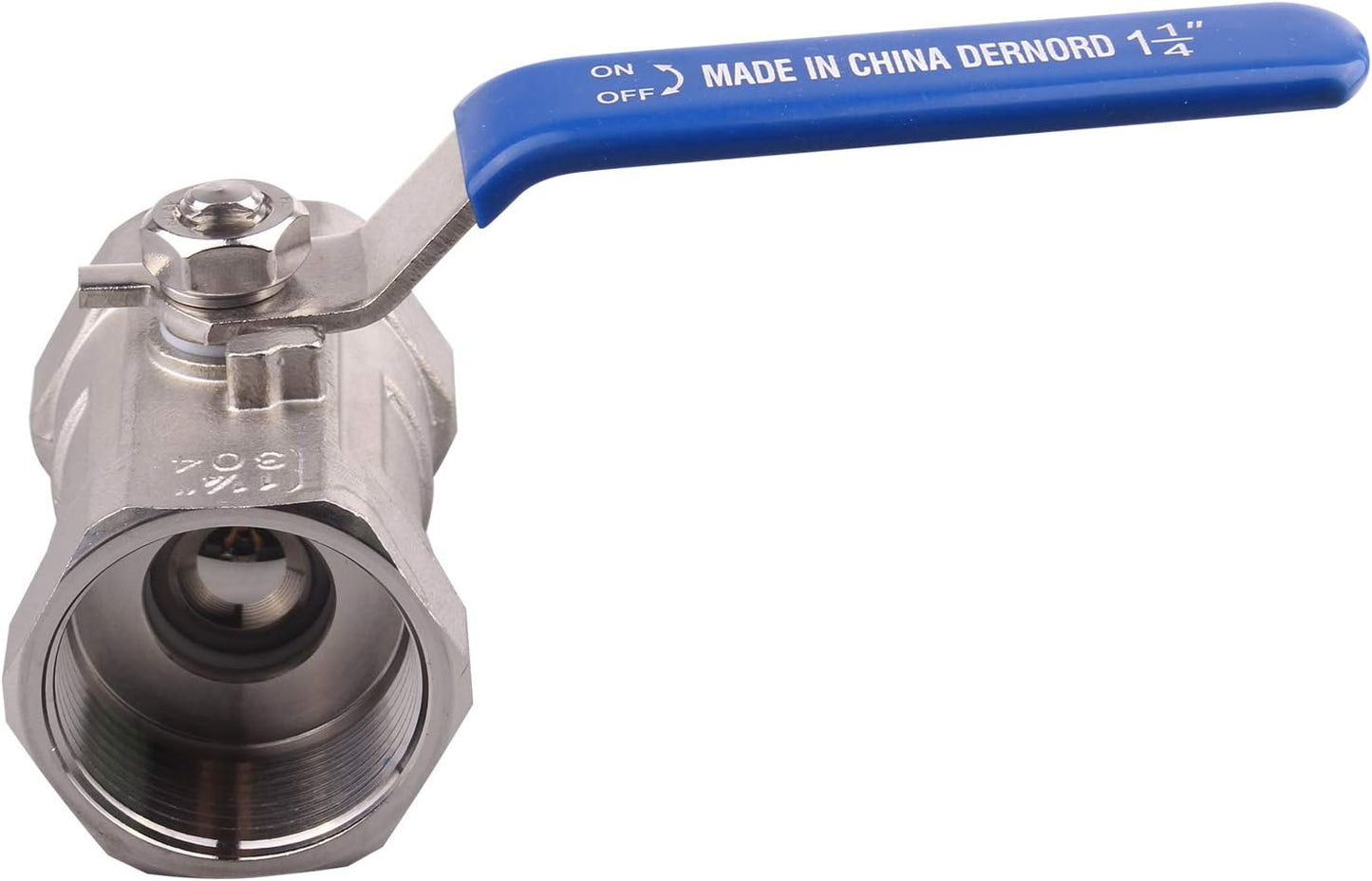 DERNORD Stainless Steel Ball Valve 1PC Type NPT Standard Port for Water, Oil, and Gas (1.25 Inch Ball Valve)