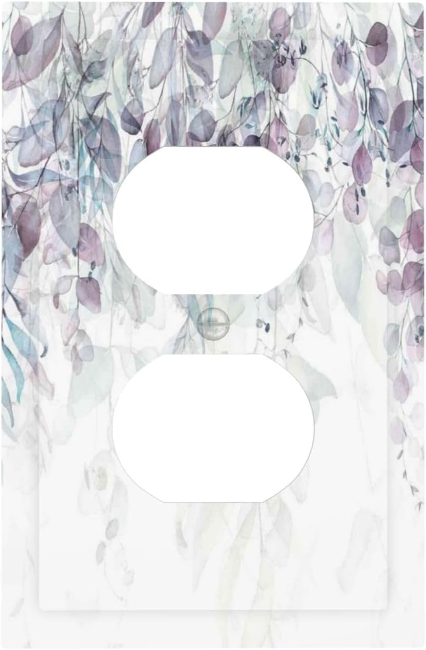 Hazy Leaves Ivy Nature Plants Eucalyptus Leave Outlet Covers 1 Gang Duplex Light Switch Cover Decorative Switch Plates Electrical Receptacle Faceplate Wall Plate for Bedroom Home Decor