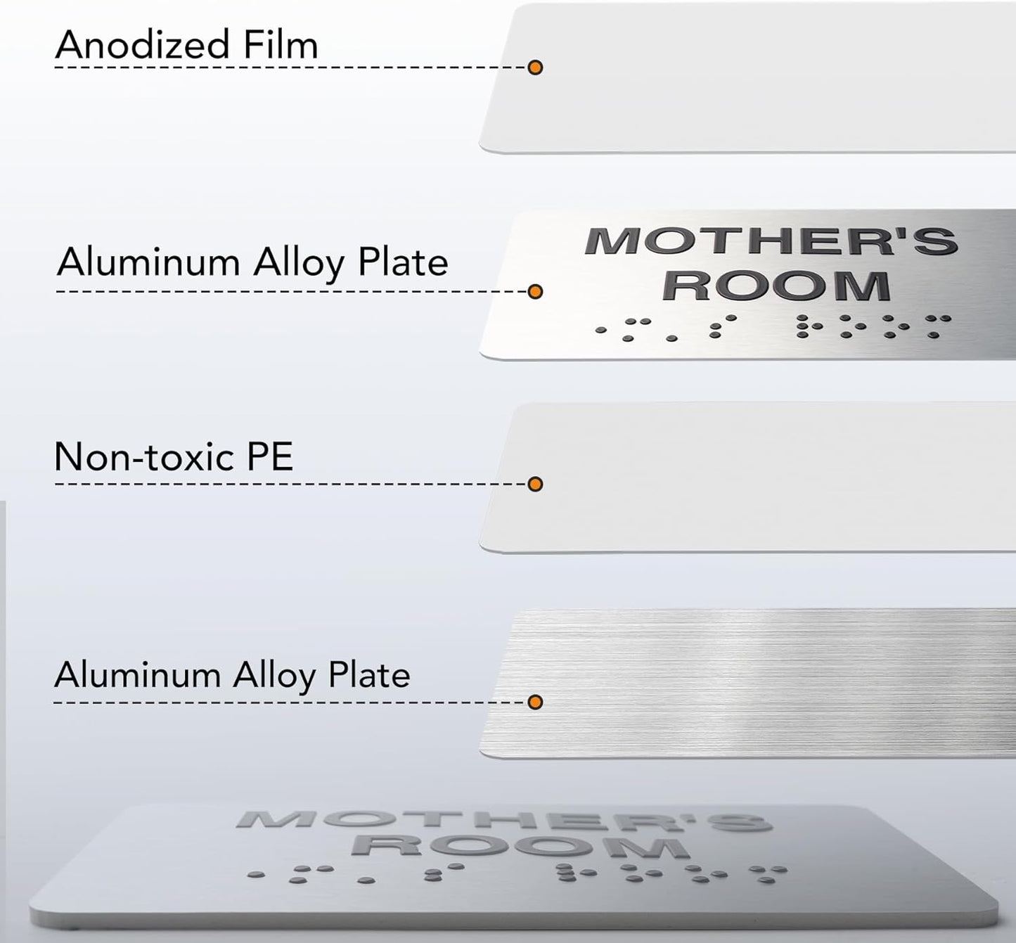 Custodian Signs with Raised Text & Grade 2 Braille, Brushed Aluminum/Silver Finish Easy Install with Double-Sided Tape, ADA Compliant Custodian Door Sign for Businesses & Offices