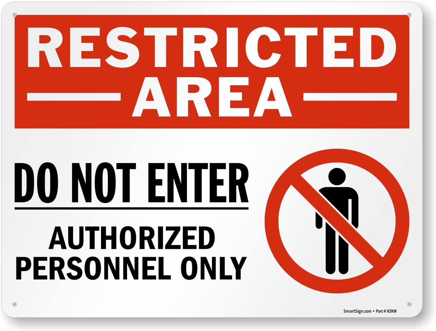SmartSign 18 x 24 inch “Restricted Area - Do Not Enter, Authorized Personnel Only” Metal Sign with Symbol, 80 mil Laminated Rustproof Aluminum, Red, White and Black, Made in USA