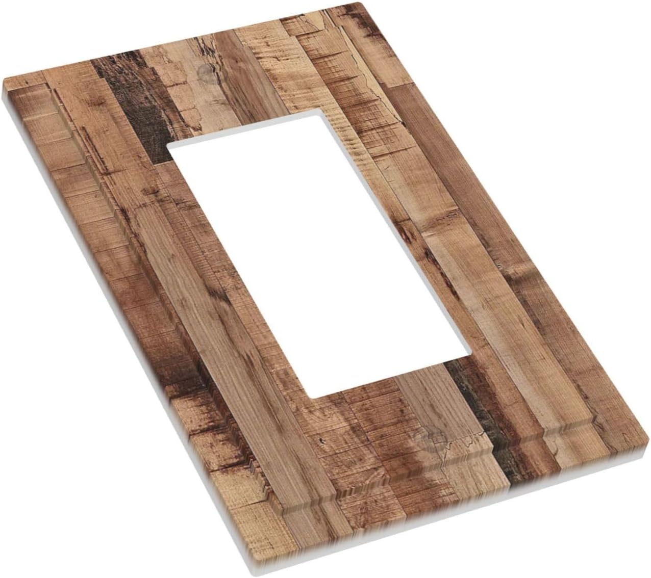 Decorative Outlet Covers Rustic Brown Wood Grain 1 Gang Single Rocker Light Switch Cover Plate Wall Plates GFCI Faceplate for Farmhouse Kitchen Decor