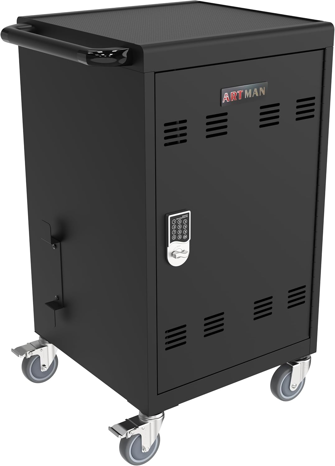 Laptop Charging Cart, 30 Laptop Storage Cart, Electronic Combination Lock,Mobile Charging Cabinet for iPads up to 16.3", Chromebook Devices, Cord Management.School,Business.Black