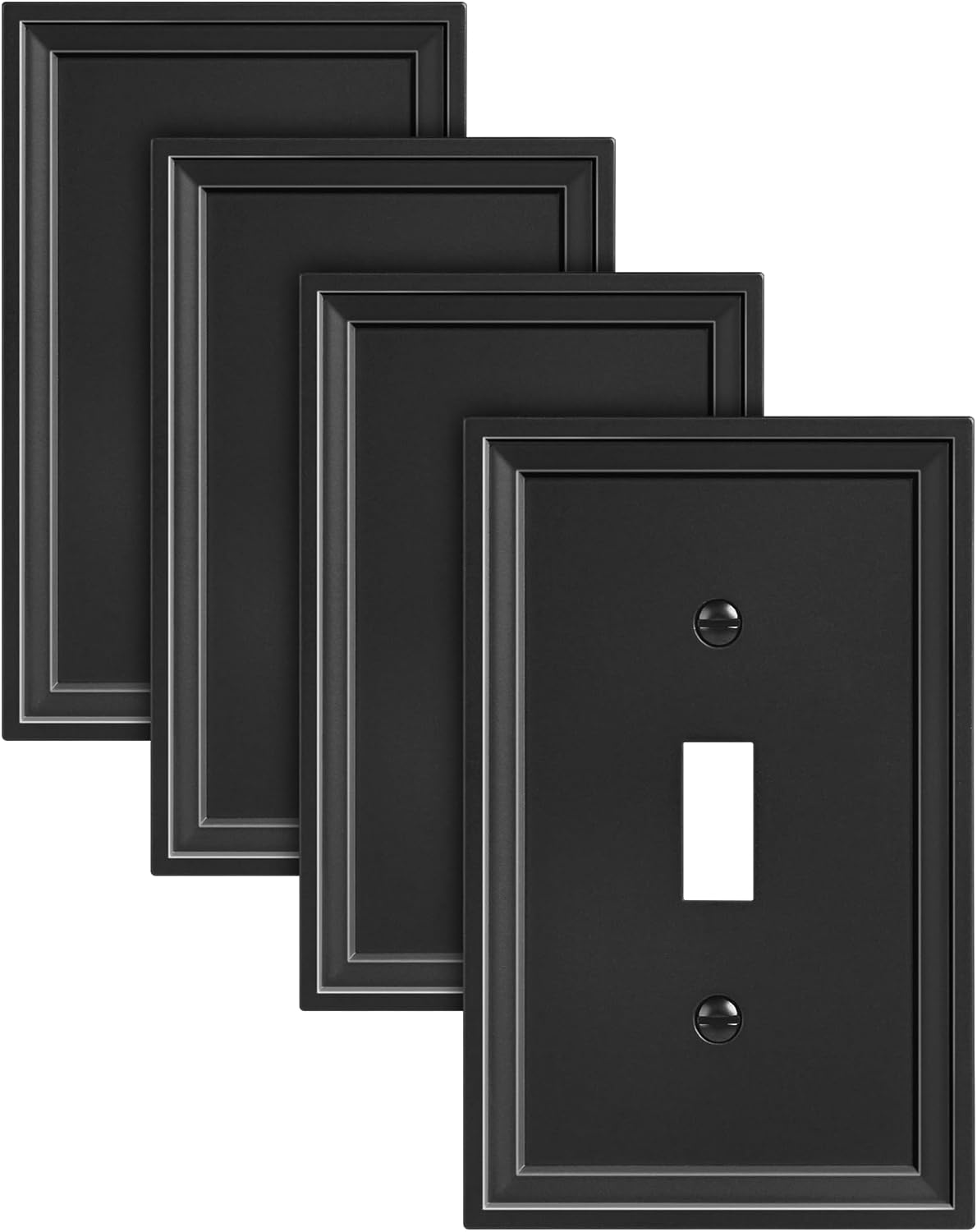 4-Pack Single Toggle Light Switch Covers Wall Plate, Black Decorative Switch Plate Covers, 1 Gang Natural Bamboo Fiber Wall Plate, Corrosion Resistant