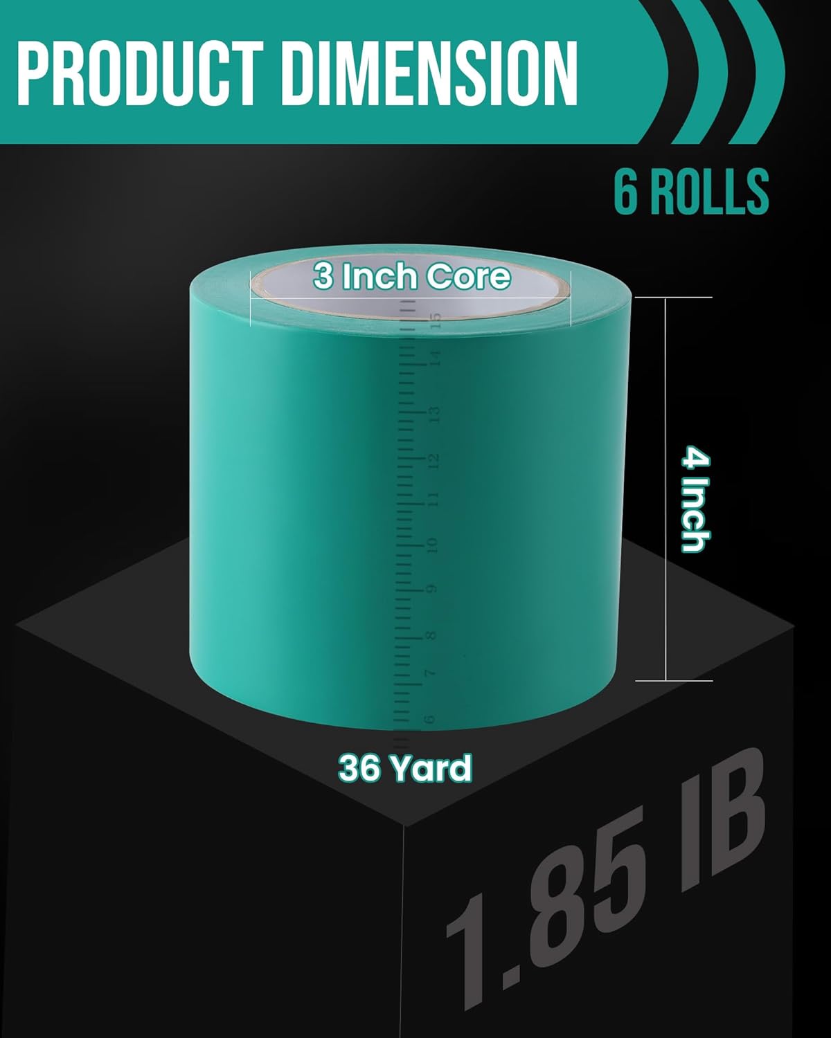 Lichamp 6 Rolls Vinyl Tape, Premium Safety Marking and Traffic Floor Marking Tape, Bundling, Social Distancing, 4 Inch x 36 Yards per Roll, 216 Total Yards, Green