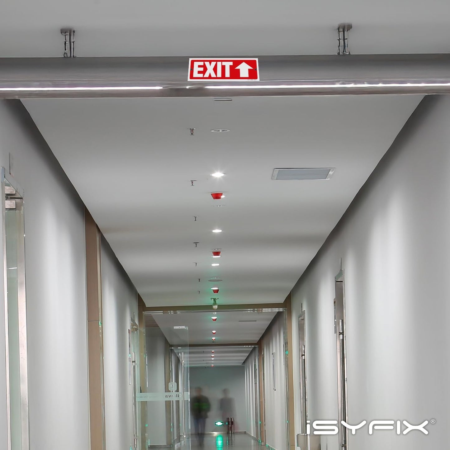 iSYFIX Exit Signs - 12 Pack 12x4 Inch Directional Up Arrow Signs, 40 mil Polystyrene Plastic, UV Laminated, Scratch & Fade Resistant, Waterproof - Ideal for Office, Theater, School, Business