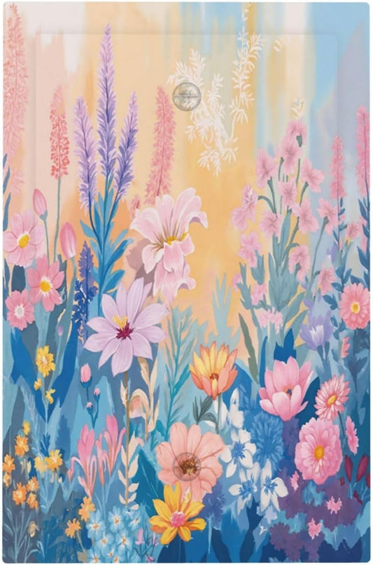 Light Switch Cover Plate Colorful Watercolor Flowers Wildflower Plants 1 Gang No Device Blank Wall Plate Electrical Outlet Cover Decorative Switch Plate Covers for Bathroom Home Decor