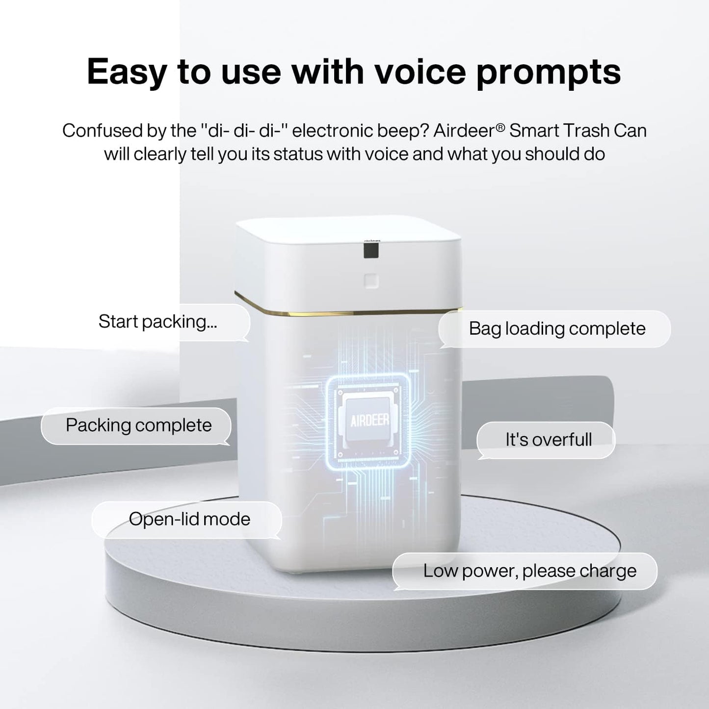 Airdeer Automatic Trash Can, 4 Gallon Self Sealing and Self-Changing Smart Trash Can, Motion Sensor, Touchless Garbage can with lid for Kitchen Bathroom Office, 6 Refill Rings(A1, Golden line)