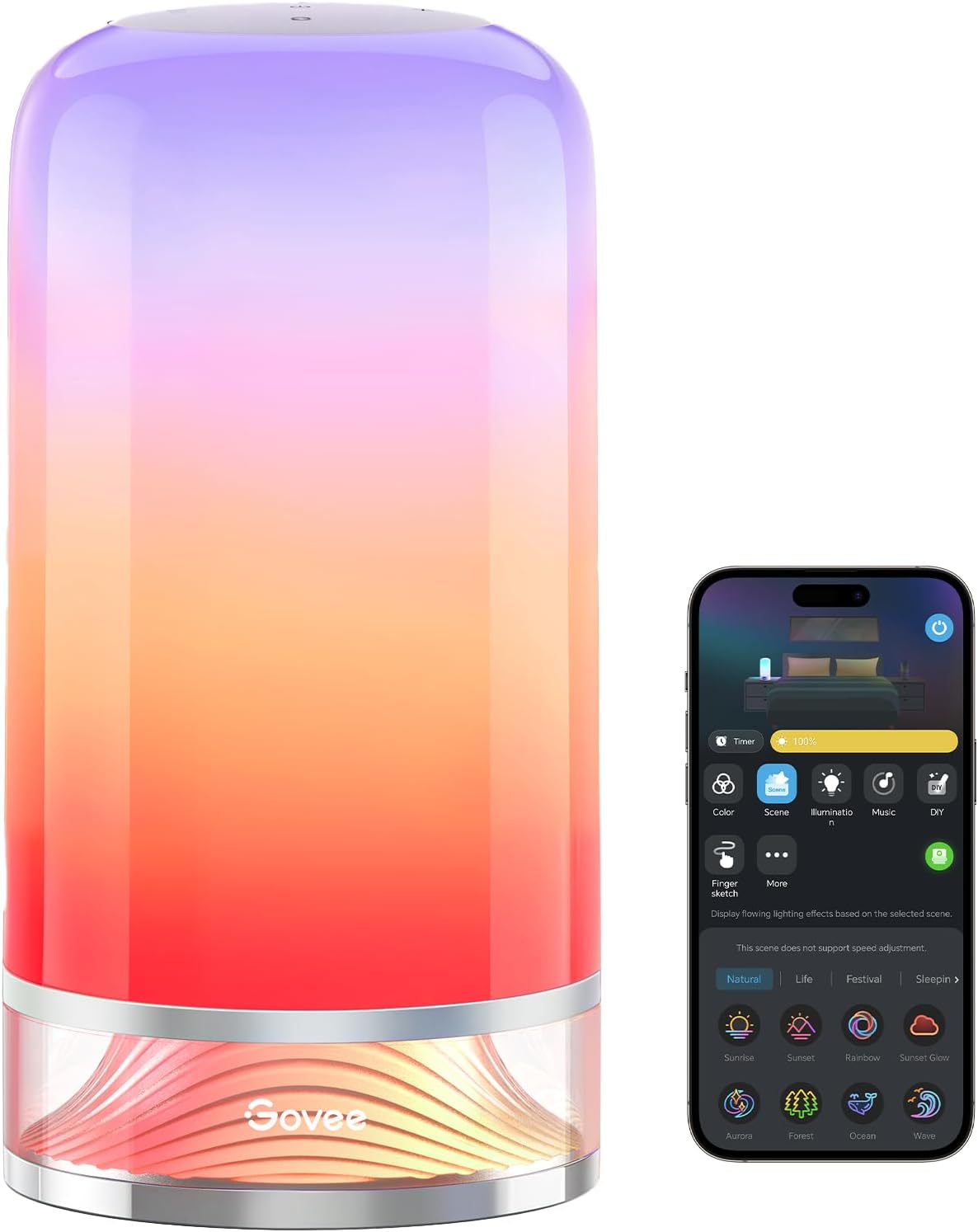Govee RGBIC Smart Table Lamp 2, Touch Bedside Small Table Lamp Matter, Alexa Compatible, LED Desk Lamp with 64 Scene Modes, Color Changing Lamp for Bedroom Living Room Dimmable Night Light(Corded)
