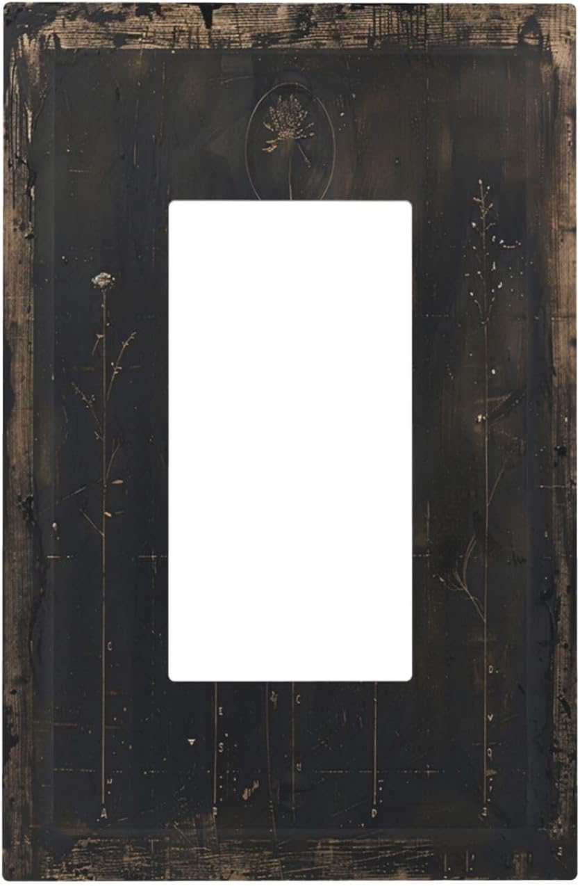 Decorative Outlet Covers Black And White Dandelion Art Vintage Wood Grain 1 Gang Single Rocker Light Switch Cover Plate GFCI Wall Plates Electrical Switch Plate Cover for Farmhouse Cabin Decor