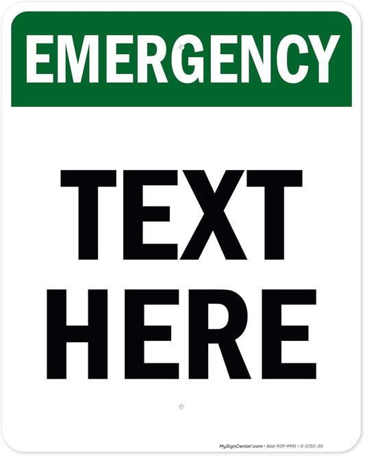 Custom Emergency Sign, OSHA Sign, 24x30 Inches, Rust Free .063 Aluminum, Fade Resistant, Made in USA by My Sign Center