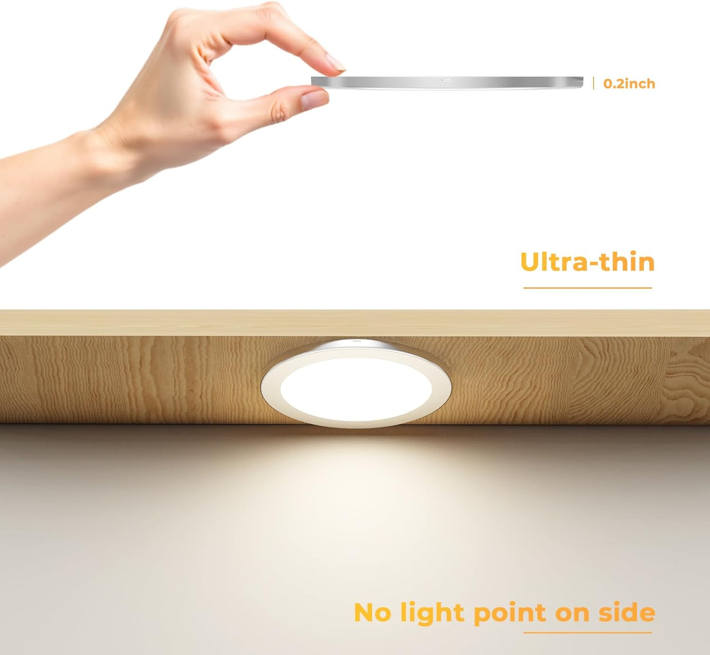VST Under Cabinet Mini Panel Lighting 3.94inch 12V 2.5W(Total 15W) with Wireless Dimmer Switch, Surface Mount Puck Light for Kitchen Van Truck Car Galley Downlight 6Pack(Round 2700K-6500K)