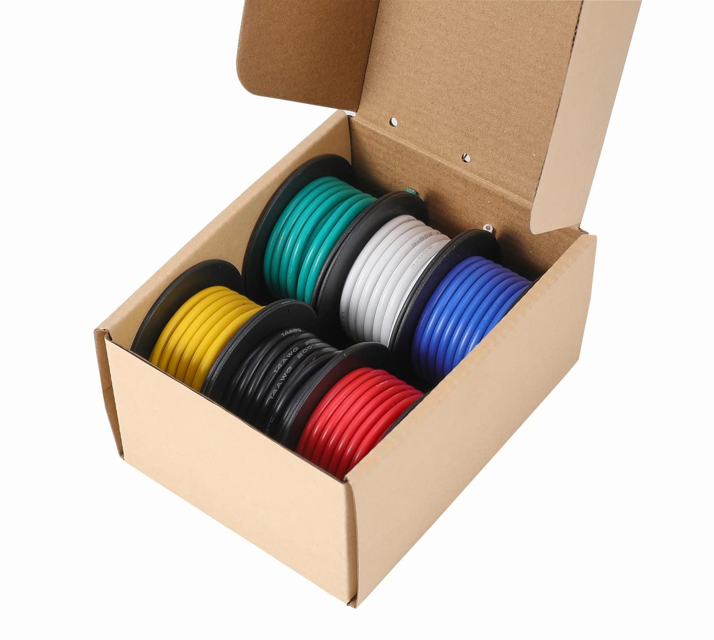 16awg Wire Flexible Silicone Wire,16 Gauge Tinned Copper Wires Silicone Rubber Insulated (6 Different Colored 15ft /4.6m Each)(OD: 3 mm) 600V Stranded Wires Automotive Wiring