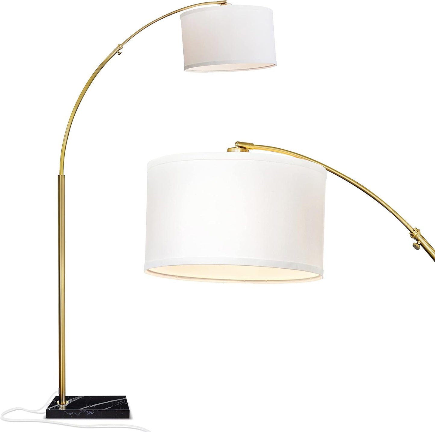Brightech Logan Arc Floor Lamp, Bright Standing Lamp for Living Rooms, Offices & Bedrooms, Modern Living Room Décor, Tall Hanging Floor Lamp for Reading and More – Gold/Brass