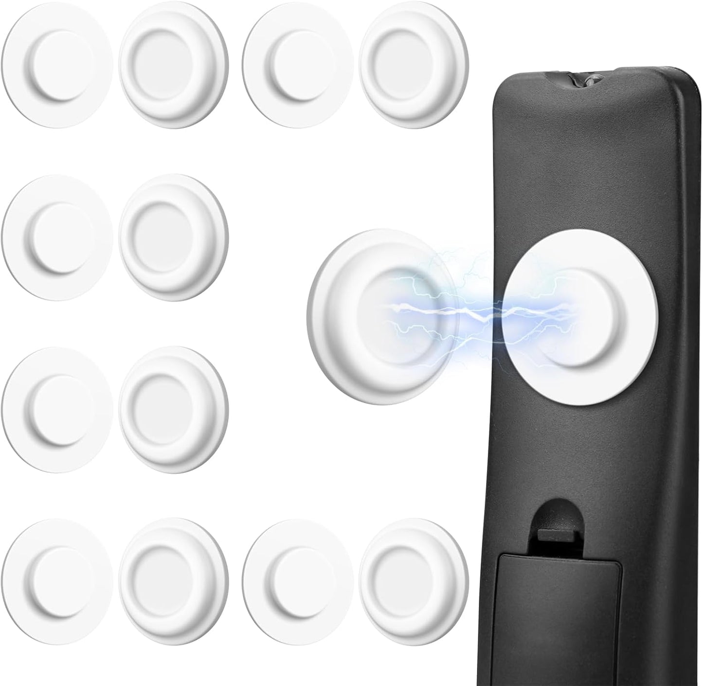 6 Pack Magnetic Remote Control Holder – Upgraded Silicone Magnetic Wall Mount for TV, Fan & Air Conditioner Remotes – Self-Adhesive, No-Drill Remote Control Holder Wall Mount (Circle White)