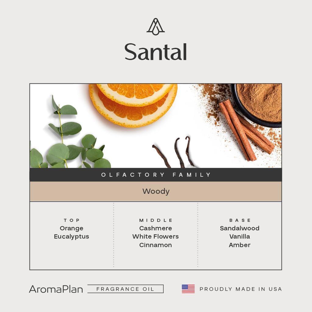 AromaPlan Hotel Scents Santal 5 Fl Oz (2 Pack), Luxury Aroma & Hotel Fragrance Diffuser Oil- Hotel Diffuser Oil for Aromatherapy- USA Made, Bigger Bottle, Bolder Aroma & Longer Lasting