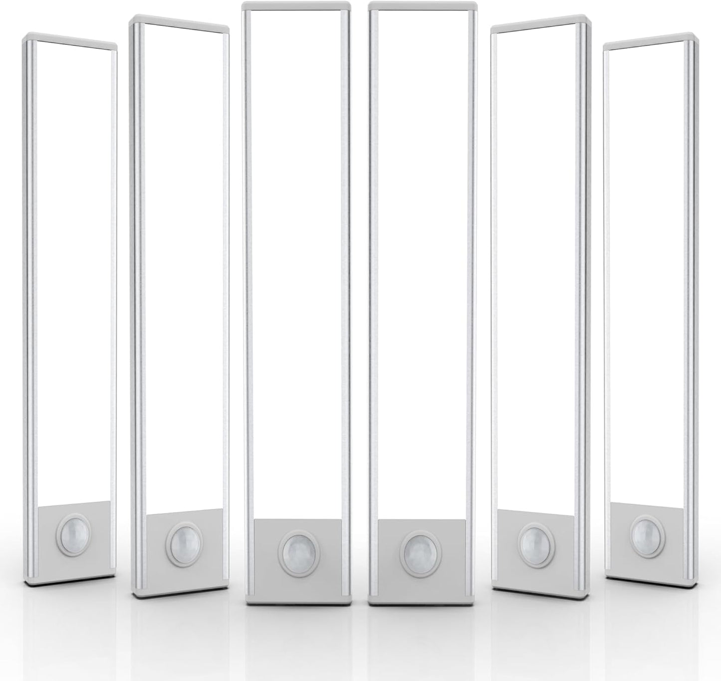 6 Pack Under Cabinet Lighting Wireless, 40 LED Rechargeable Battery Motion Sensor Light Indoor, Stick On Magnetic Closet Lights, Under Counter Lights for Kitchen, Stairs, White 10 in