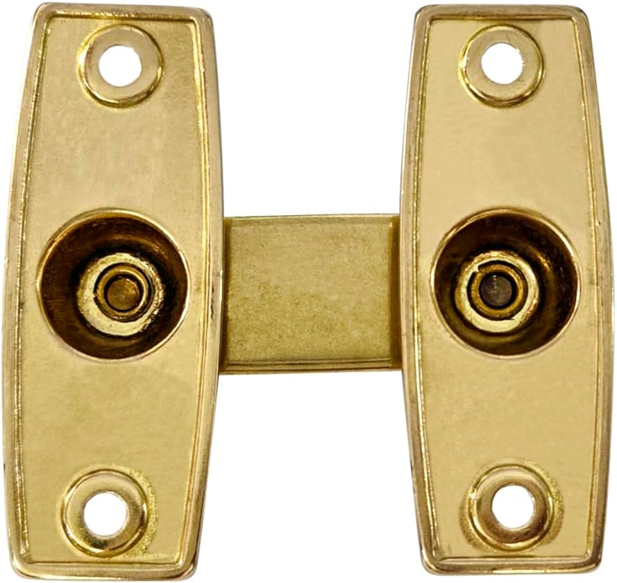 QCAA 2.5" x 2.65", Large, Heavy Forged Solid Brass Door Latch, 180 Degrees Flat Surface Mounting Door Latch Buckle for Doors & Windows, Satin Nickel, 2 Pack, Made in Taiwan